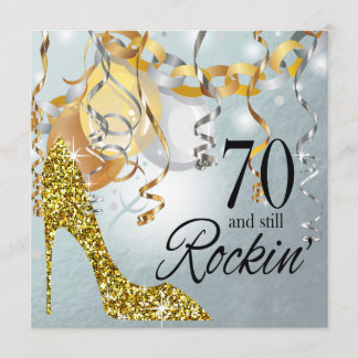 Invitation Parties scintillant Stiletto 70e anniversaire | or