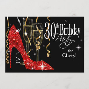 Invitation Parties scintillant Stiletto Champagne 30e Anniver