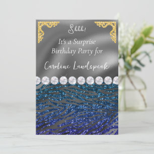 Invitation Parties scintillant Surprise Anniversaire Bleu Vio
