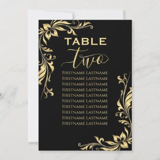 Invitation parties scintillant Tableau numéro deux 2 noir Tab