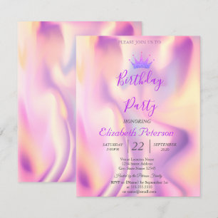 Invitation Parties scintillant Tiara Holographic Anniversaire