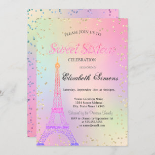 Invitation Parties scintillant Tour Eiffel Diamants Holograph