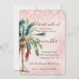 Invitation Parties scintillant Tropicale Palm Tree Rose