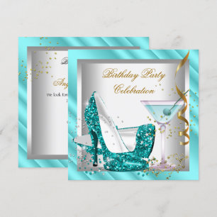 Invitation Parties scintillant Turquoise Bleu Haut talon Chau