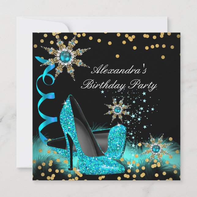 Invitation Parties scintillant Turquoise Bleu Haut talons Noi (Devant)
