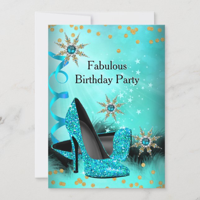 Invitation Parties scintillant Turquoise Bleu hauts talons fê (Devant)