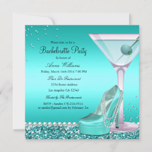 Invitation Parties scintillant Turquoise bleue Pearl Bachelor