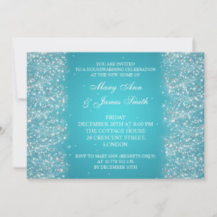 Invitation Parties scintillant Turquoise de la fête du réchau