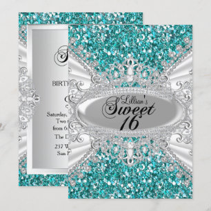 Invitation Parties scintillant turquoise Diamond Tiara Sweet
