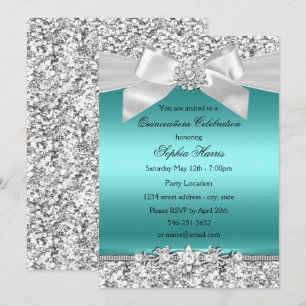 Invitation Parties scintillant Turquoise en argent et bijoux