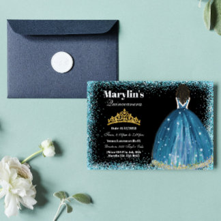 Invitation Parties scintillant turquoise enchanteresse Prince