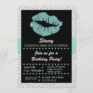 Invitation Parties scintillant turquoise lèvres baisantes Ann