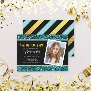 Invitation Parties scintillant turquoise Photo Graduation Par