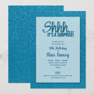 Invitation Parties scintillant turquoise SURPRISE Anniversair