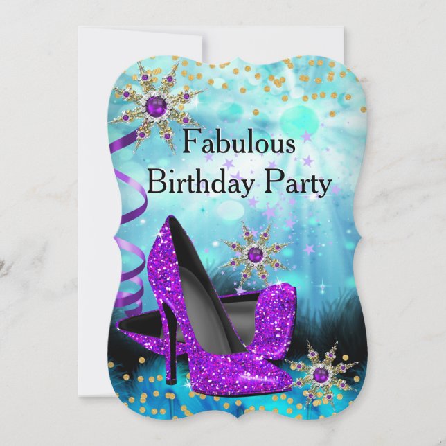 Invitation Parties scintillant Turquoise violet hauts talons  (Devant)