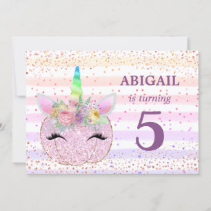 Invitation Parties scintillant Unicorn Citrouille Girls 5e an