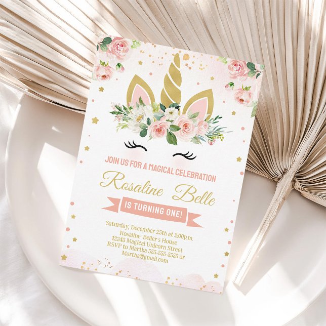 Invitation Parties scintillant Unicorn Magie Party (Créateur téléchargé)