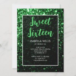 Invitation Parties scintillant vert foncé pétillant Sweet 16