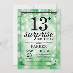Invitation Parties scintillant verte de l'Invitation surprise