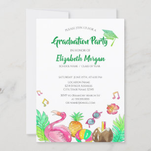 Invitation Parties scintillant verte de plage Casquette, Dipl