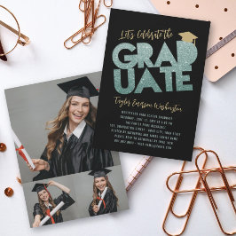 Invitation Parties scintillant verte Graduate Couduate Gradua