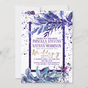 Invitation Parties scintillant violet à la mode Mariage de fe
