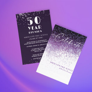 Invitation Parties scintillant Violet Confetti TOUTE ANNÉE Cl
