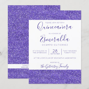 Invitation Parties scintillant violet de fille étincelle Quin