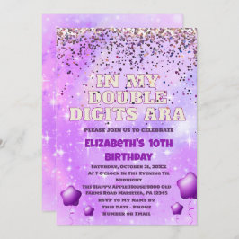 Invitation Parties scintillant violet Double chiffres Anniver