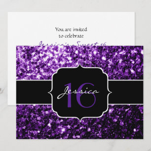 Invitation Parties scintillant violet étincelles Sweet 16 Inv