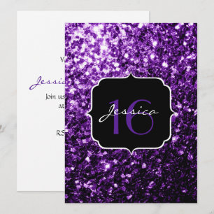 Invitation Parties scintillant violet étincelles Sweet 16 Inv
