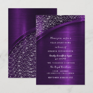 Invitation Parties scintillant violet Fête des mariées Annive
