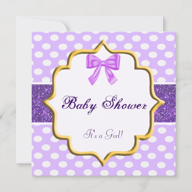 Invitation Parties scintillant violet Pointe Baby shower Invi (Devant)
