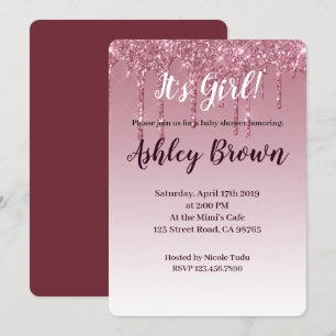 Invitation parties scintillant violette c'est une fille baby