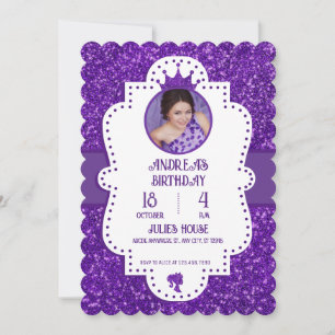 Invitation Parties scintillant violette fête étincelante
