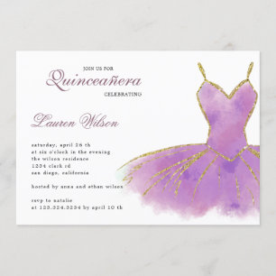 Invitation Parties scintillant violette Gown Quinceanera Invi