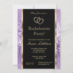 Invitation Parties scintillant violette Lavande Bachelorette