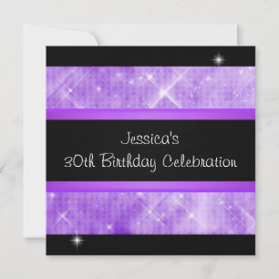 Invitation Parties scintillant violette Lumière d'argent Blac