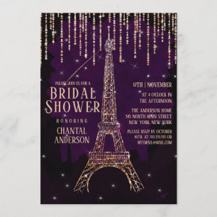 Invitation Parties scintillant violette Paris Tour Eiffel Fêt