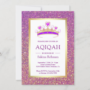 Invitation Parties scintillant violette Tiara Princess Aqiqah