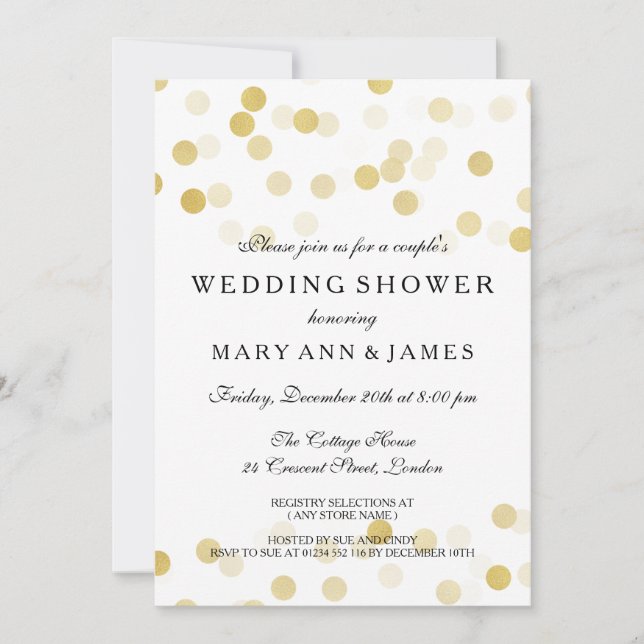 Invitation Parties scintillant Wedding shower Gold Foil Coupl (Devant)