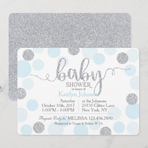 Invitation Parties scintillantes argentées et baby shower de
