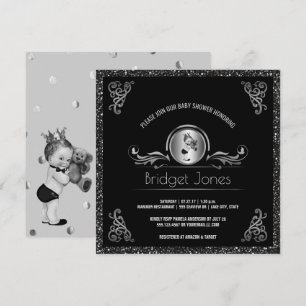 Invitation Parties scintillantes de Faux d'argent de noir de