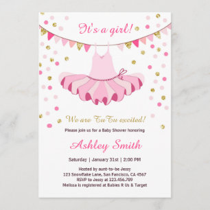 Invitation Parties scintillantes d'or de rose de fille