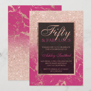 Invitation parties scintillantes roses 50 chics magenta d'or