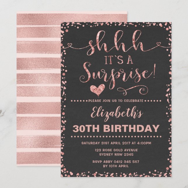 Invitation Parties scintillantes roses de femmes de fête (Devant / Derrière)