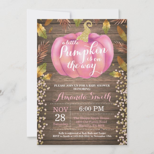 Invitation Parties scintillantes rustiques d'or de baby (Devant)
