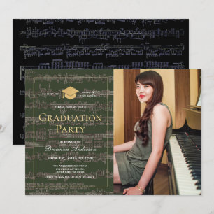 Invitation Partition de graduation en or de la feuille de mus