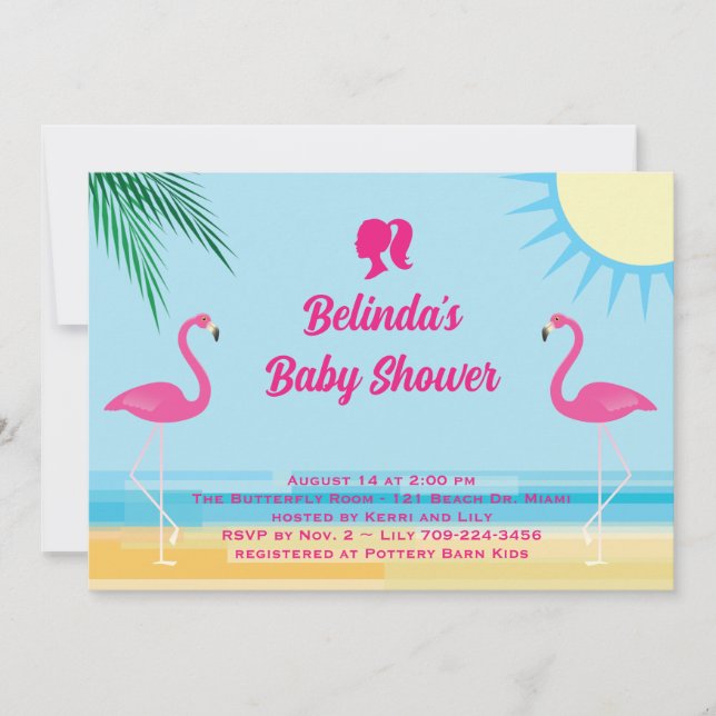 Invitation Party Blue Tropical Beach Baby shower (Devant)