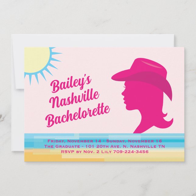 Invitation Party Pink Nashville Weekend Bachelorette (Devant)